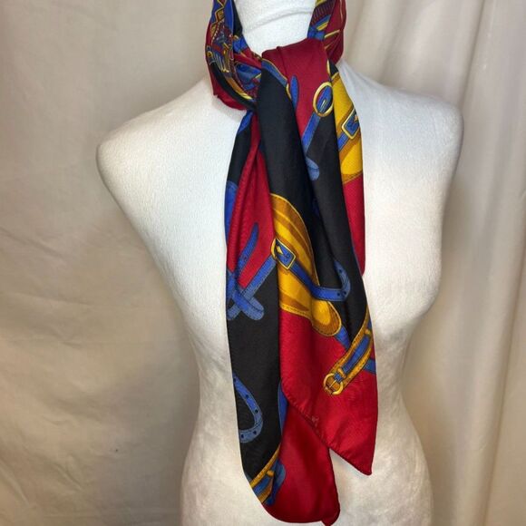 Vintage Y2K Oscar De La Renta Rope Pattern Silk Scarf - Picture 1 of 6